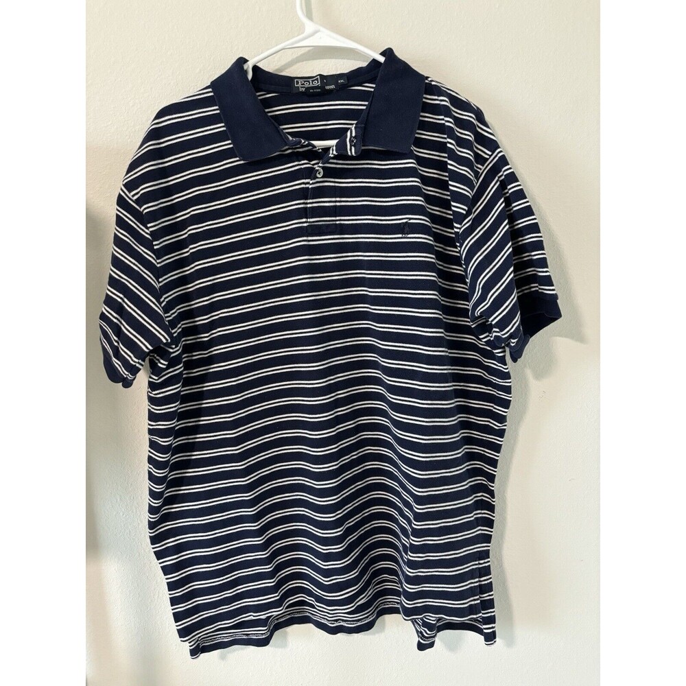 Ralph Lauren Polo Shirt Mens Size XXL Blue & White Stripes